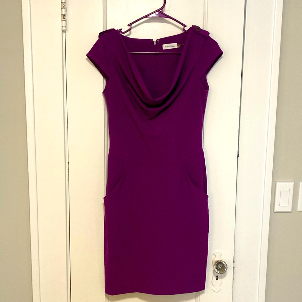 Cap-sleeve purple dress